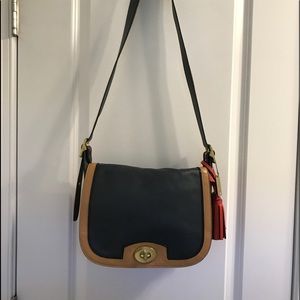 Coach Navy and Red Saddle Crossbody